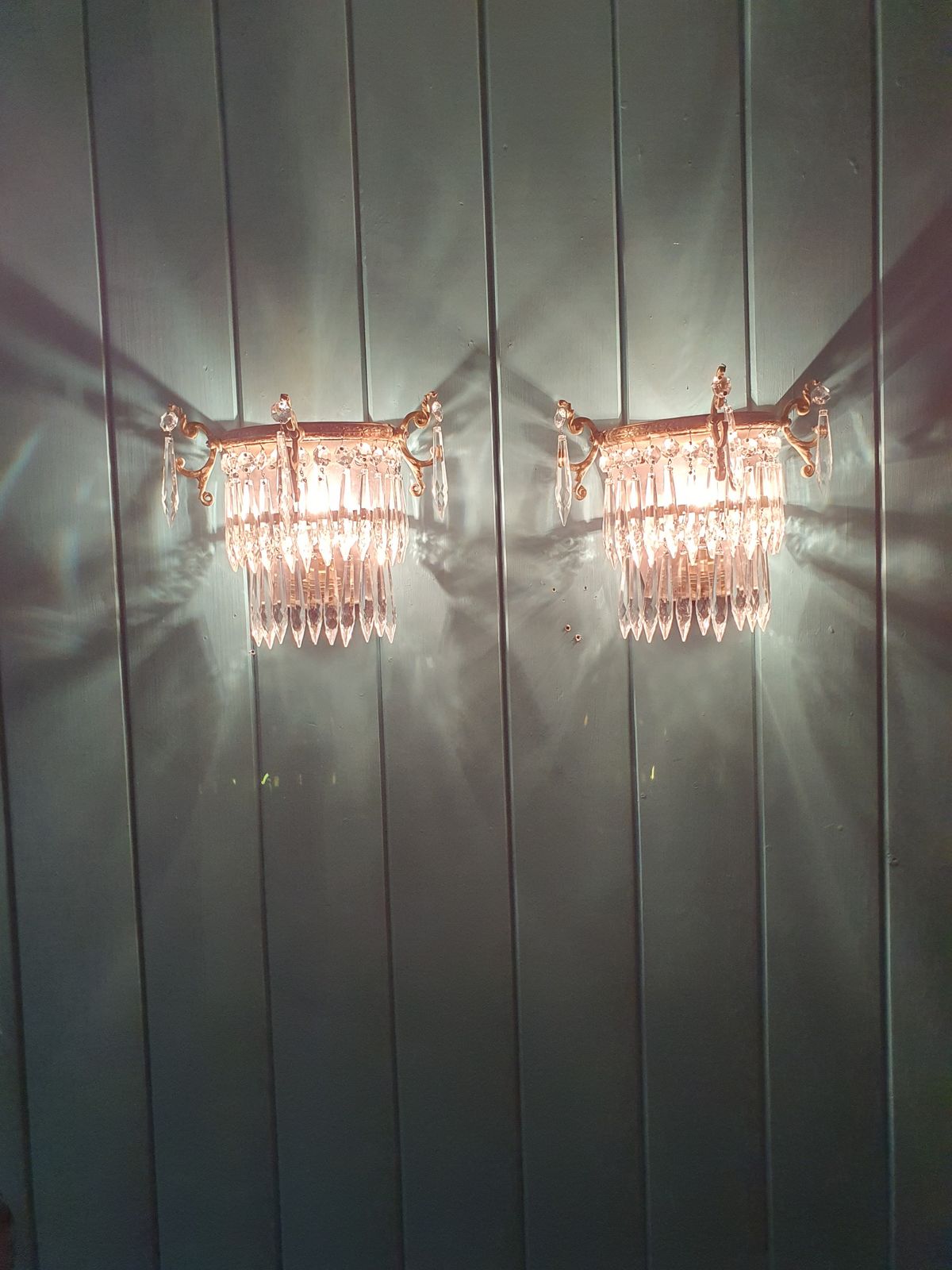 Antique Pair Of Spike Wall Lights With Polished Backs photo furniture