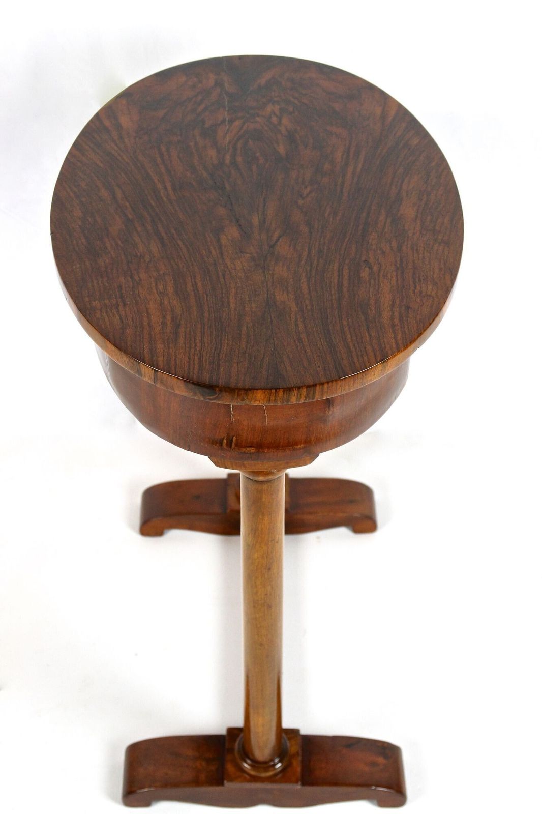 Furniture 19th Century Oval Biedermeier Nutwood Side Table, Austria Circa 1830 photo