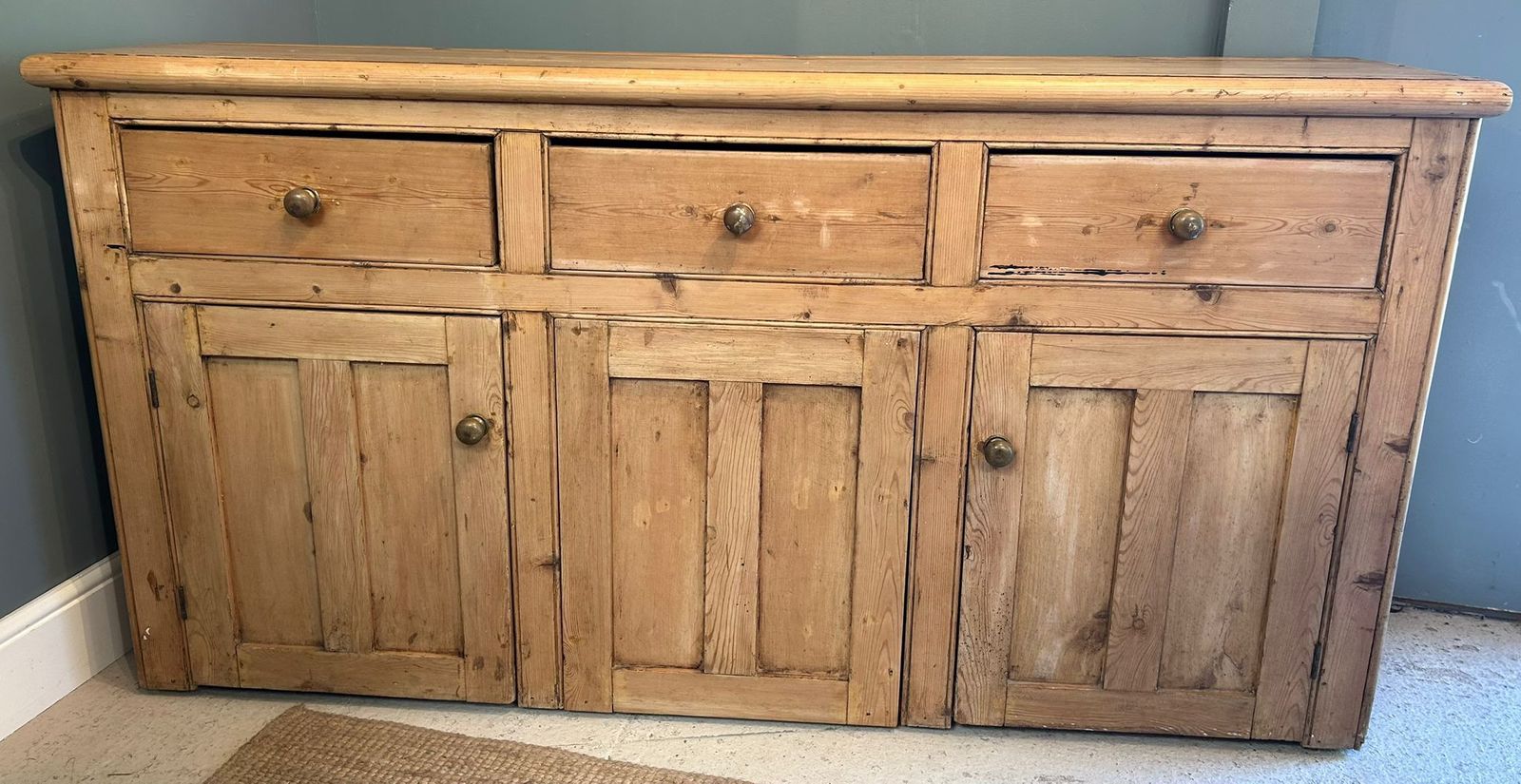 Large Rustic Antique Pine Sideboard photo for sale