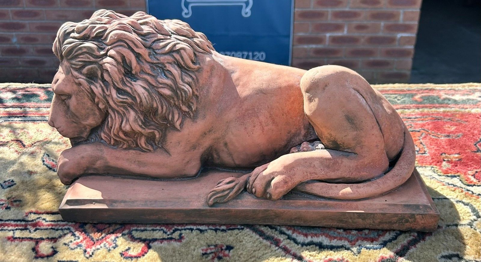 Antique Style Terracotta Stone Lion Garden Interior Sculpture Or Pillar Cap photo Garden Decor