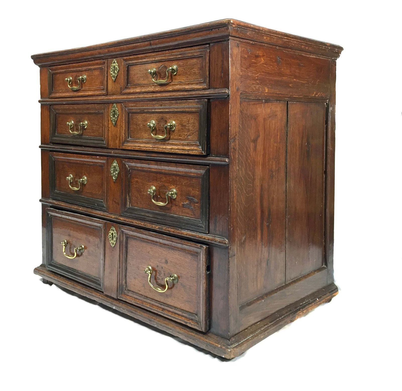 Antique 18th / 17th Century Oak Wooden Chest Of Drawers Storage Cabinet C.1700 photo 485.0