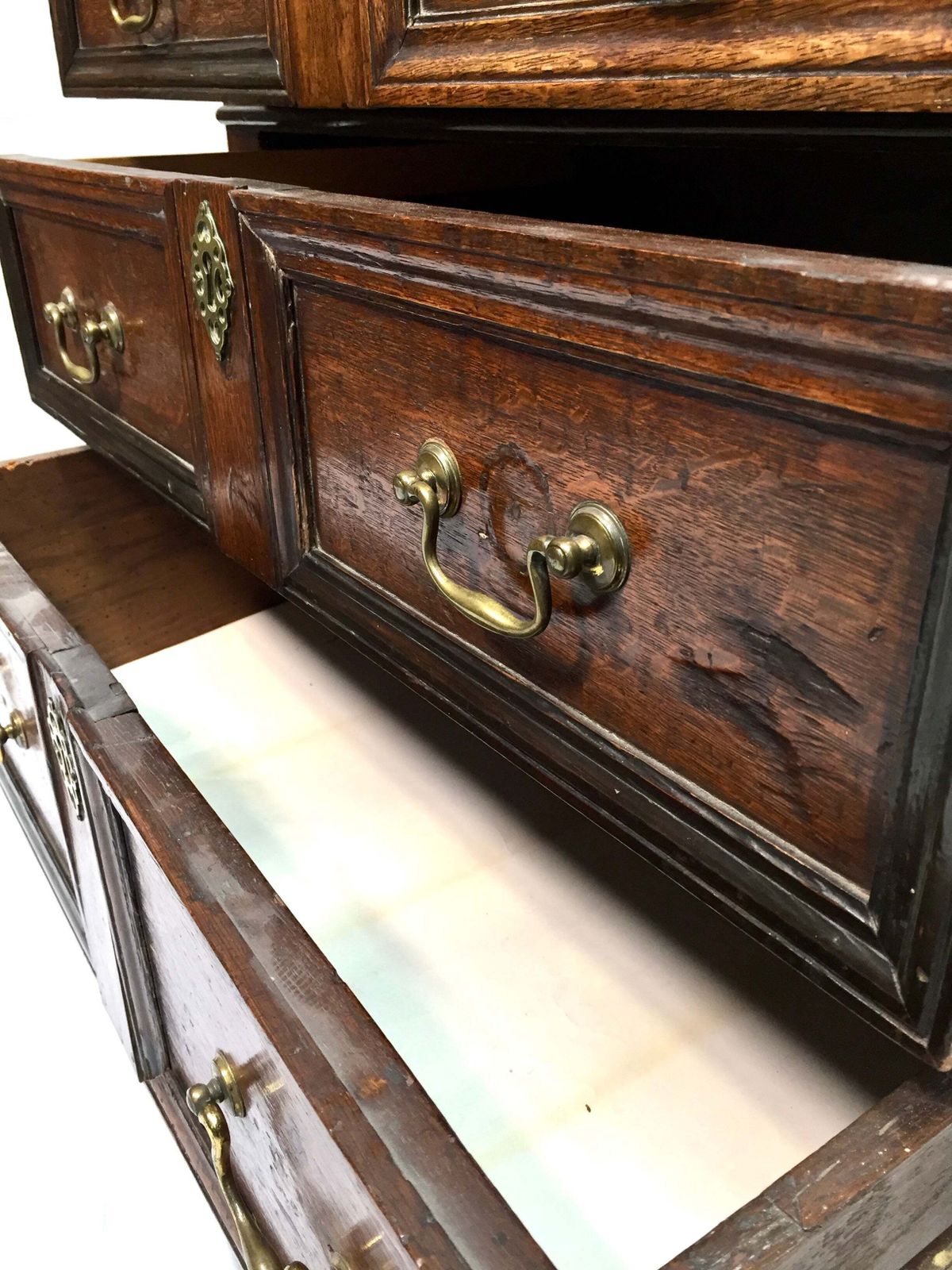 photo vintage Antique 18th / 17th Century Oak Wooden Chest Of Drawers Storage Cabinet C.1700