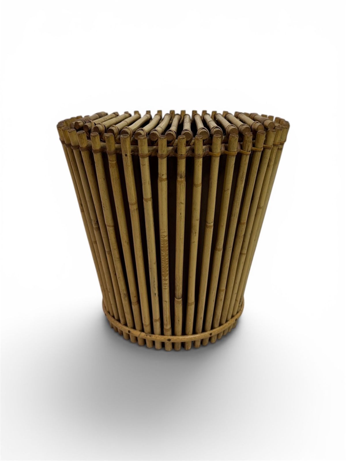 225.0 1970s Italian Bamboo Waste Paper Bin photo