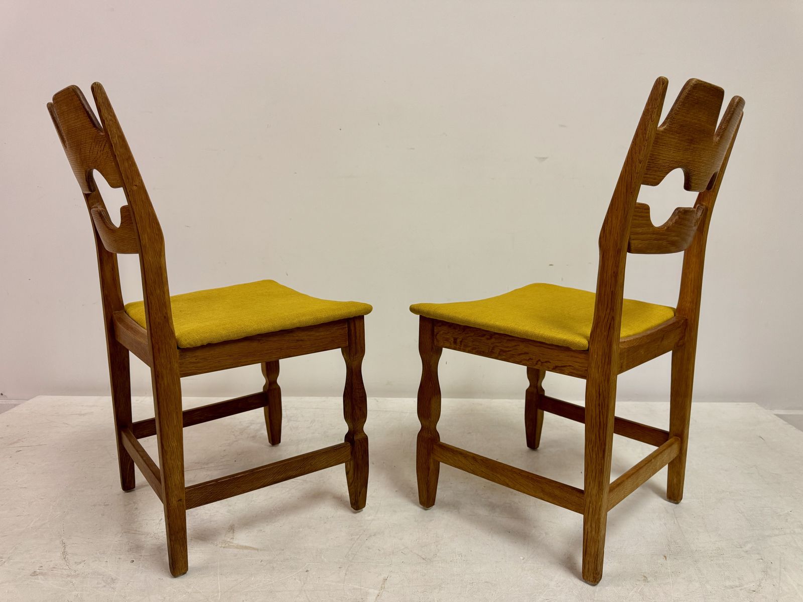 photo buy Set Of Six Mid Century Danish Razorblade Oak Dining Chairs By Henning Kjaernulf 1960s