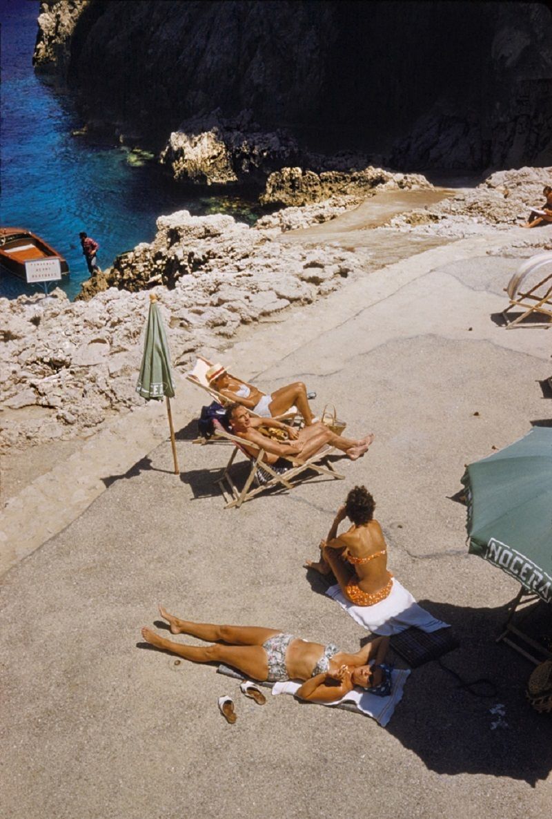 Toni Frissell 'Capri Sun Loungers' Archival Pigment Print Framed In Black