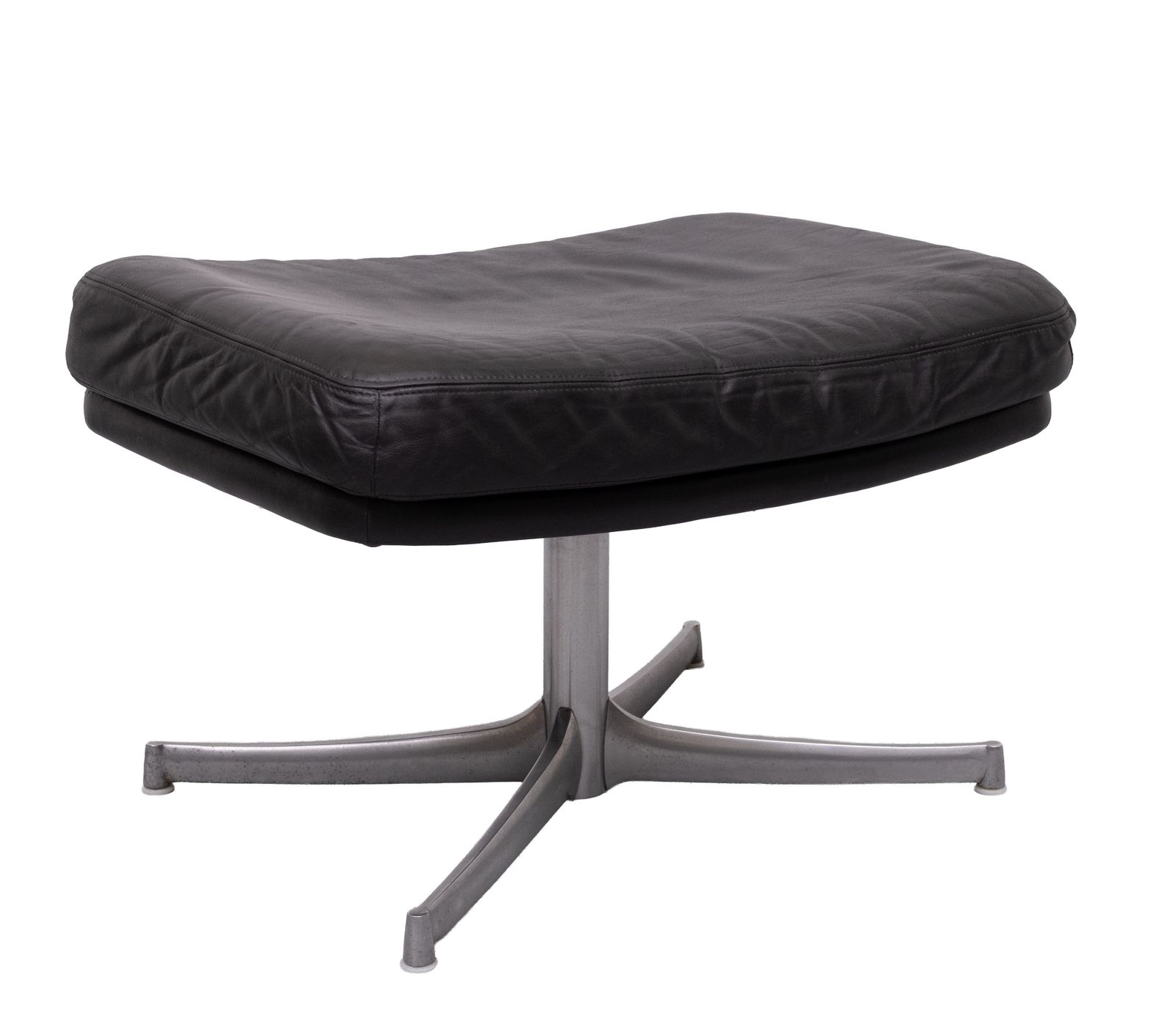 Collection Walter Knoll Black Leather Foot Stool 1970s Germany photo vinterior