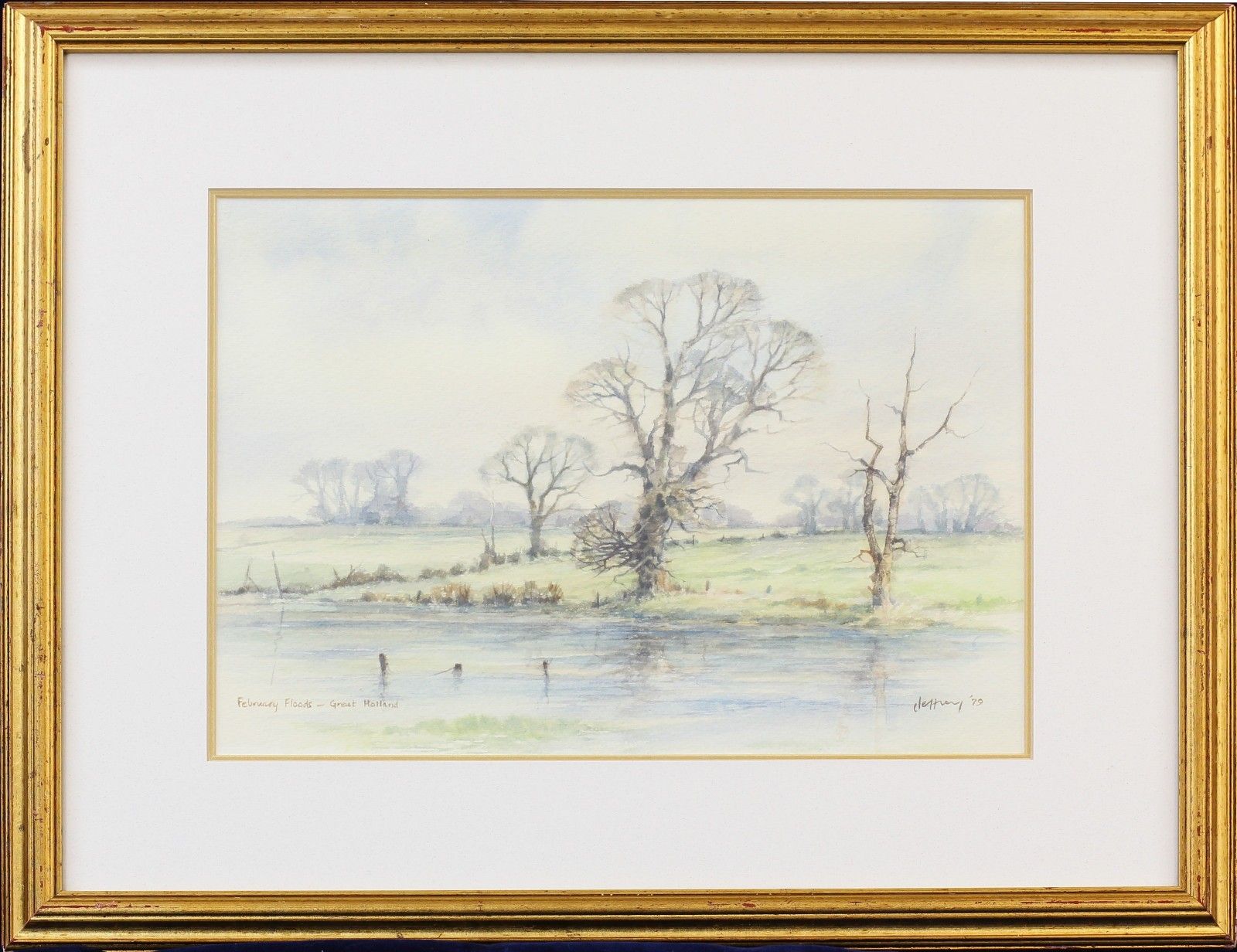 Watercolour By Terry Jeffrey. Titled 'February Floods, Great Holland' photo Art