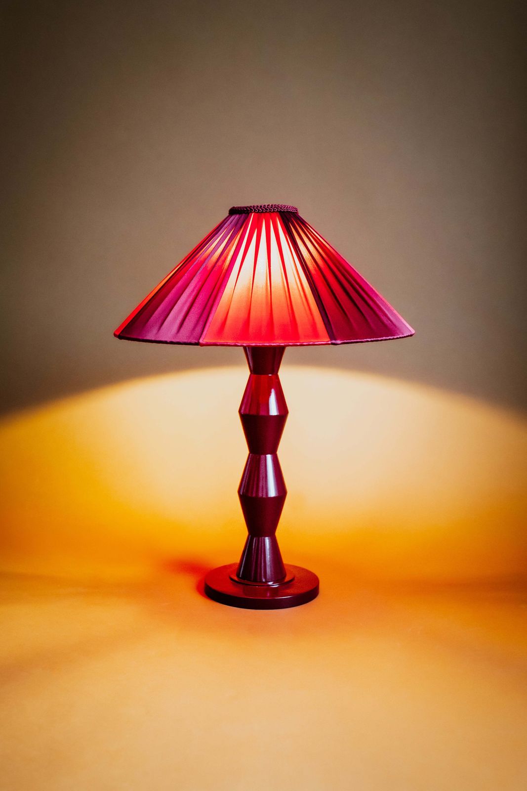 The Fitz Hand Turned Wood Burgundy Table Lamp photo 340.0