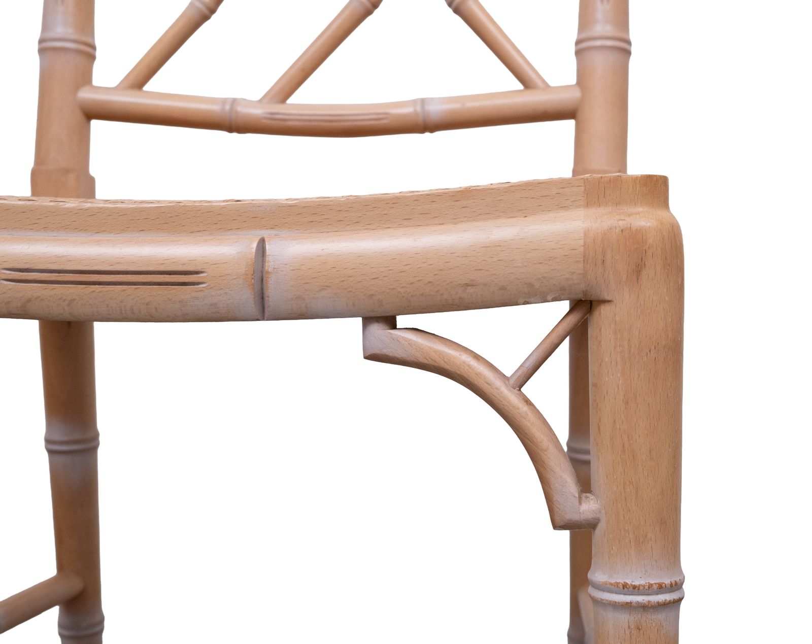 Set Of 4 Chinese Chippendale Chairs Chic Regency Style Seating Woven Cane 1970s photo Furniture