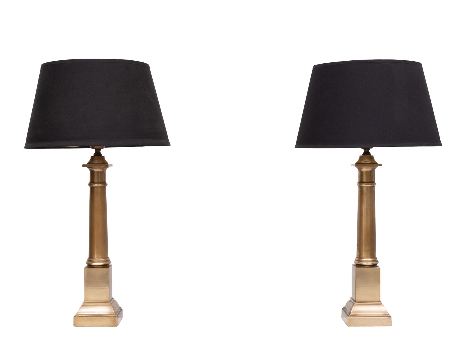 A Set Of Two Bronze Doric Column Table Lamps 1960s France photo Lighting