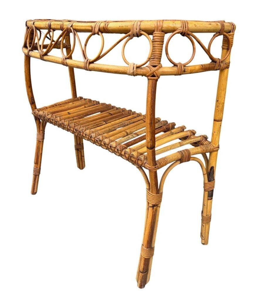 An Italian 1970s Split Cane Bamboo, Bonacina Style Table