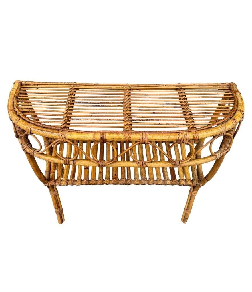 Furniture An Italian 1970s Split Cane Bamboo, Bonacina Style Table photo