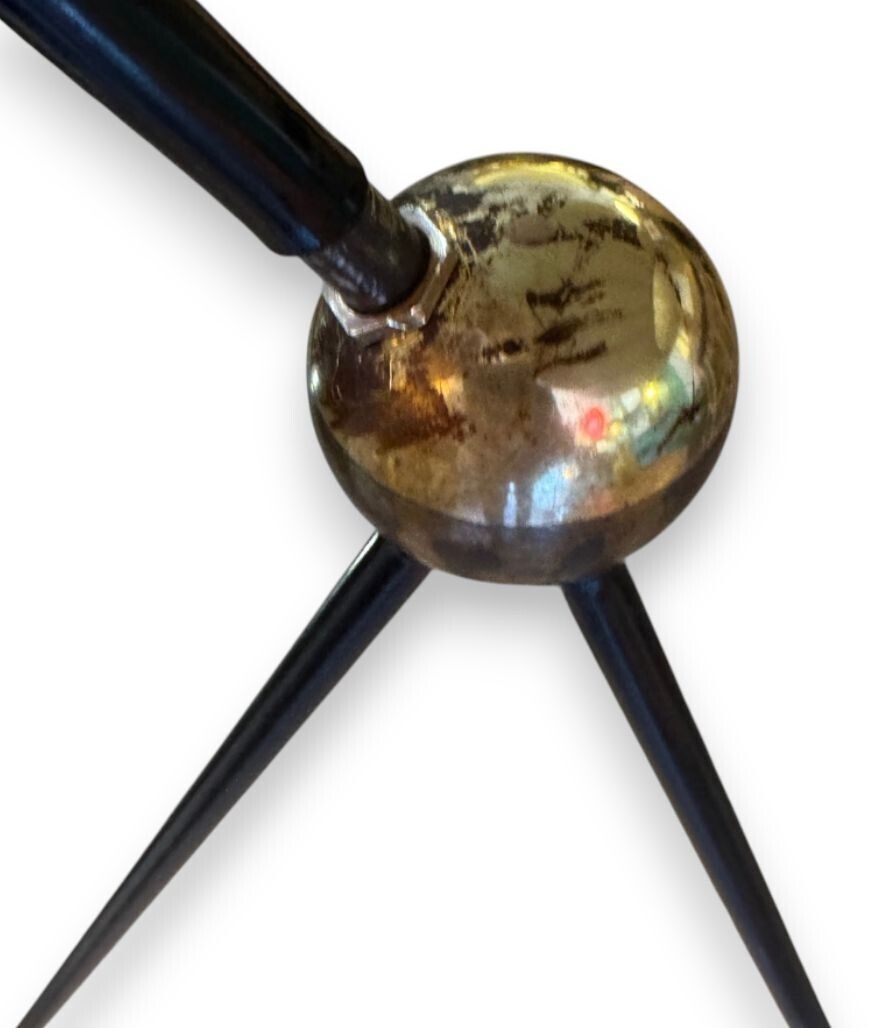A Rare Italian 1960s Black Lacquer And Brass Tripod Floor Lamp With Cocoon Shade By Castiglioni photo 3450.0