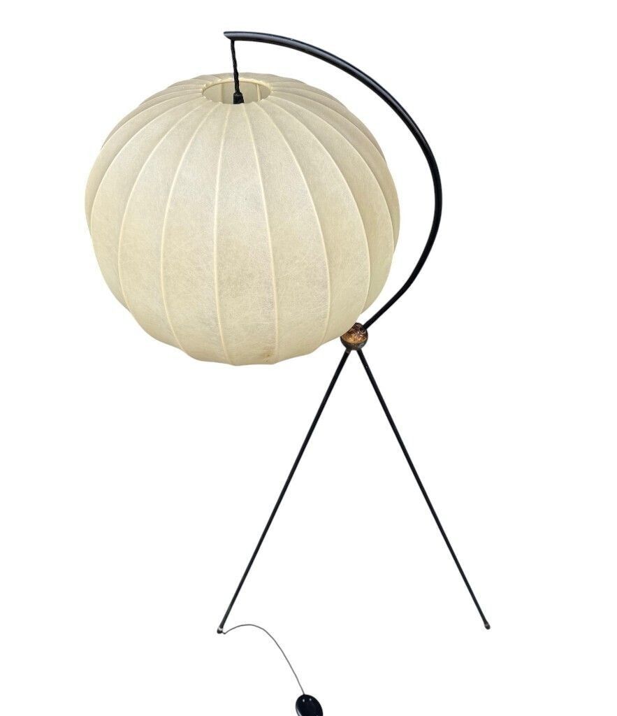 A Rare Italian 1960s Black Lacquer And Brass Tripod Floor Lamp With Cocoon Shade By Castiglioni photo buy