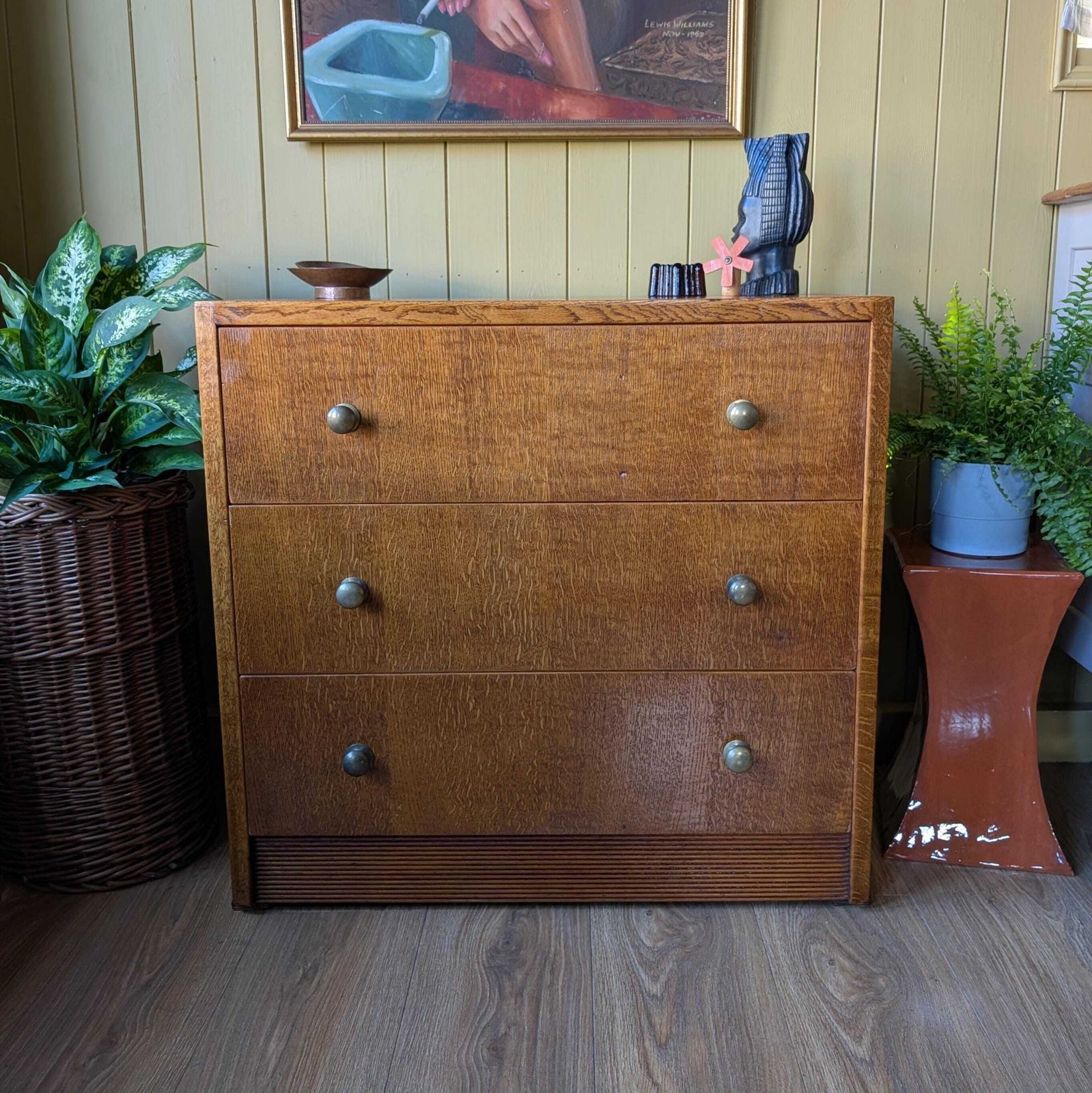 Small 1950s Oak Chest Of Drawers