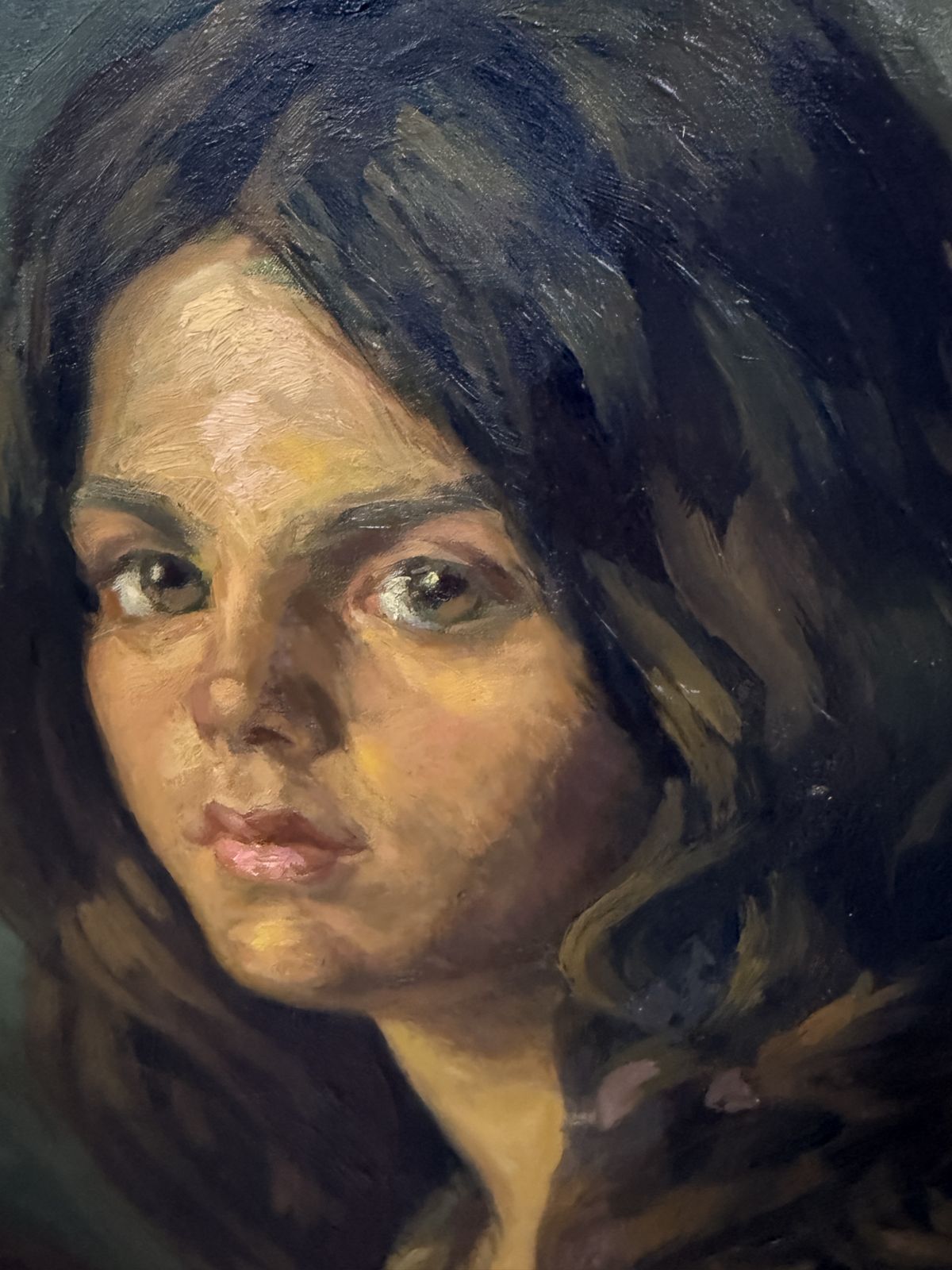 Luis Garcia Oliver, Portrait de femme méditerranéenne au panier de fruits, huile sur toile figurative espagnole, 1974 photo for sale