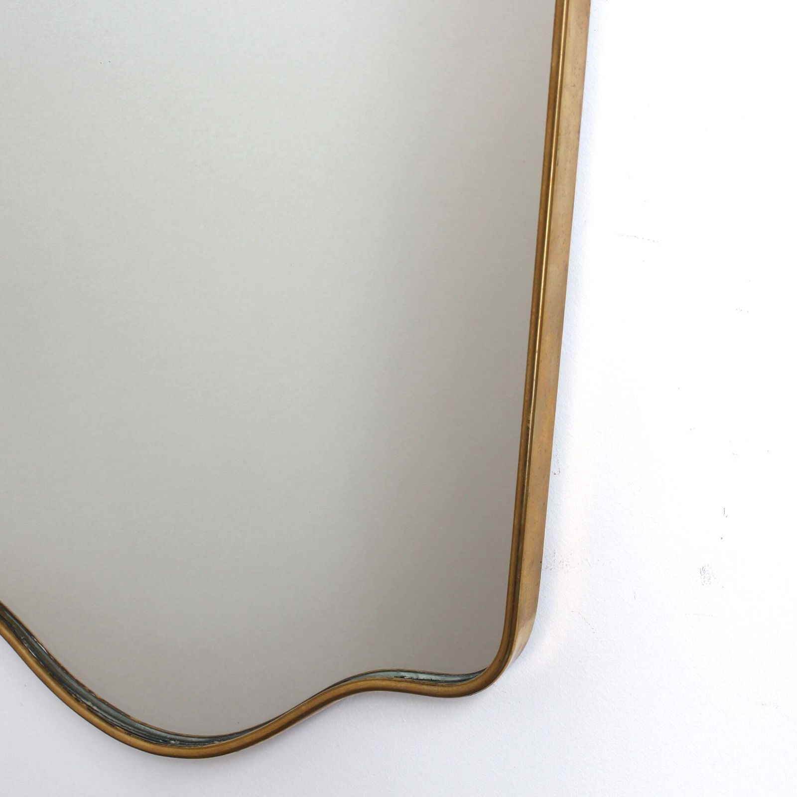 photo for sale Mid Century Italian Wall Mirror With Brass Frame (Circa 1960s)