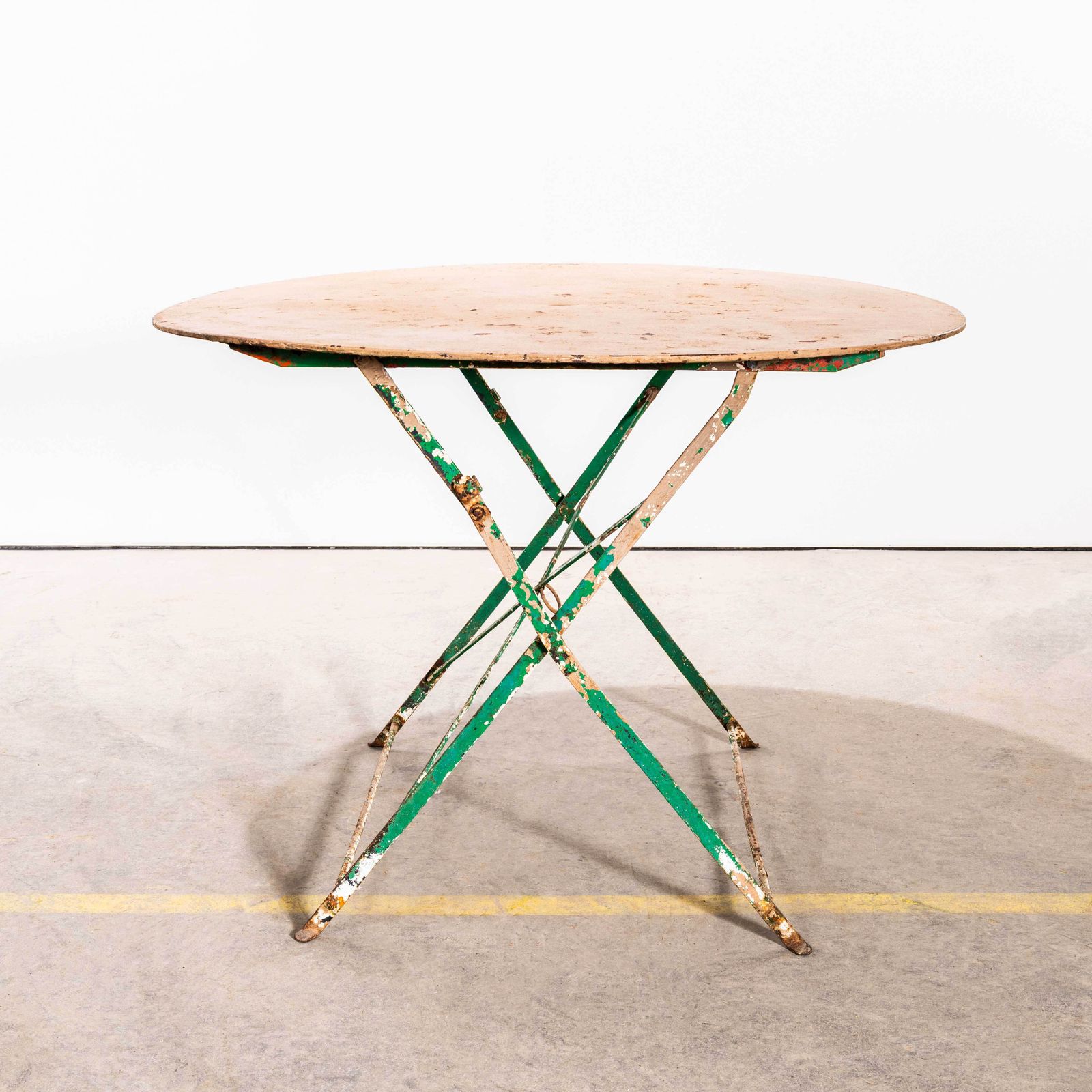 1950's French Round Metal Folding Dining Table