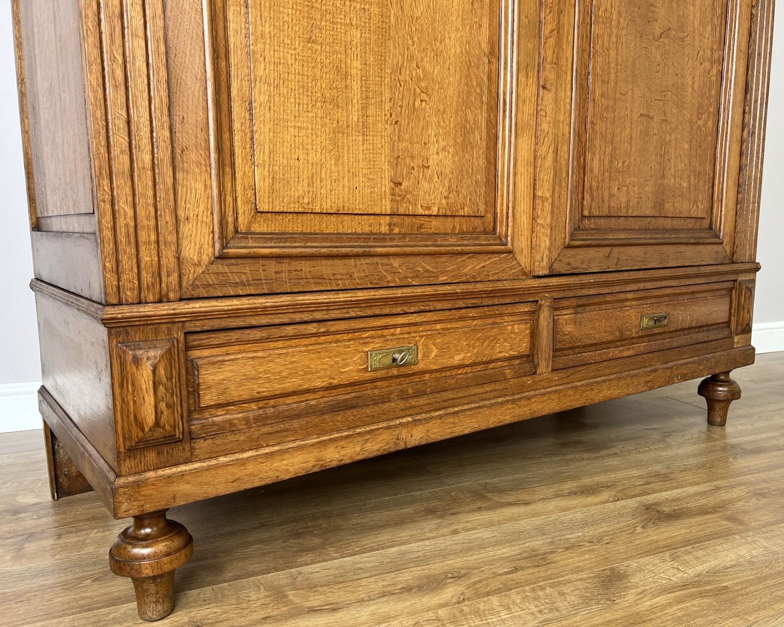 Wardrobe Antique French Style Oak Two Door Carved Armoire Cabinet Lot 6143 photo vintage