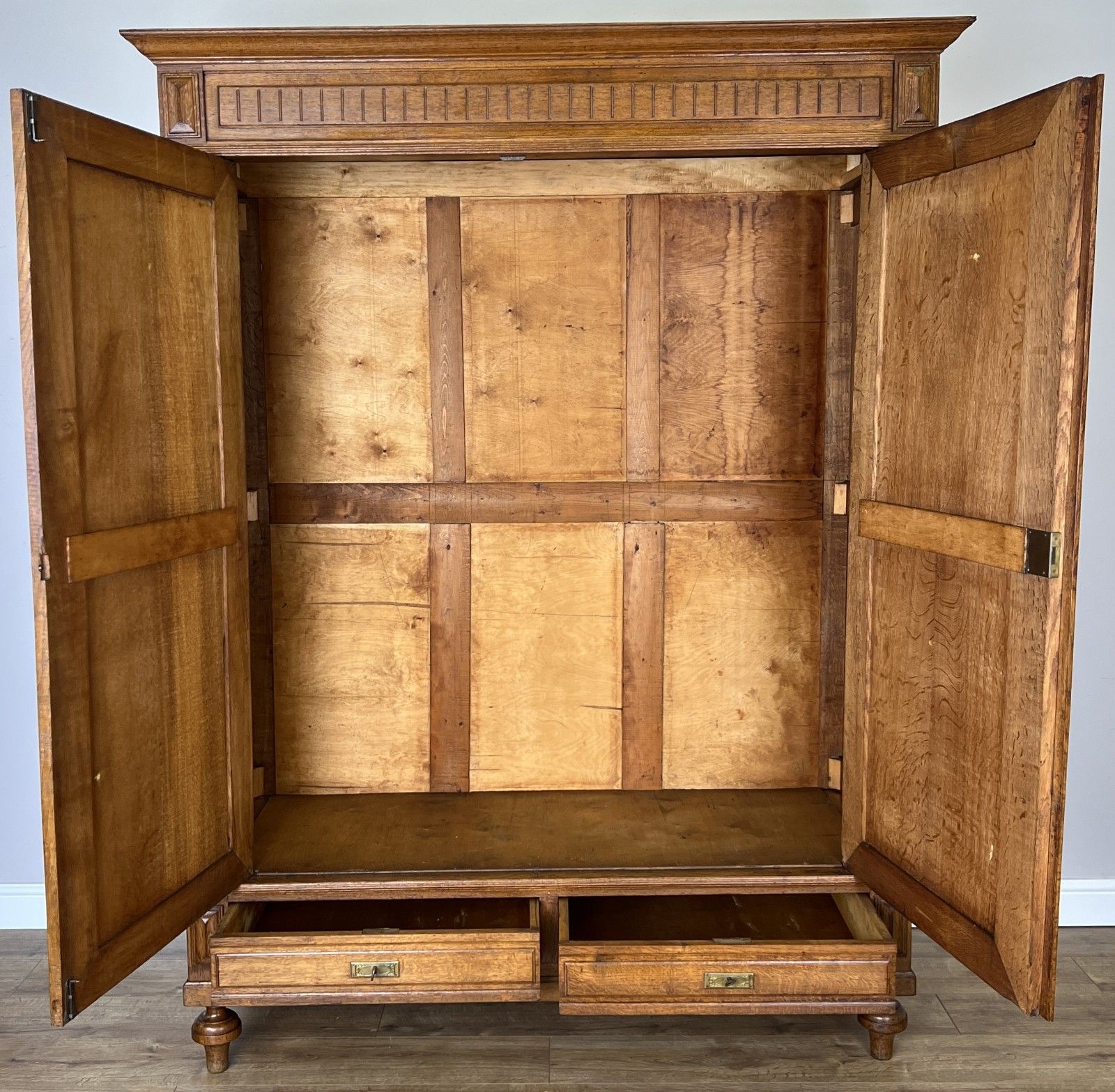 photo buy Wardrobe Antique French Style Oak Two Door Carved Armoire Cabinet Lot 6143