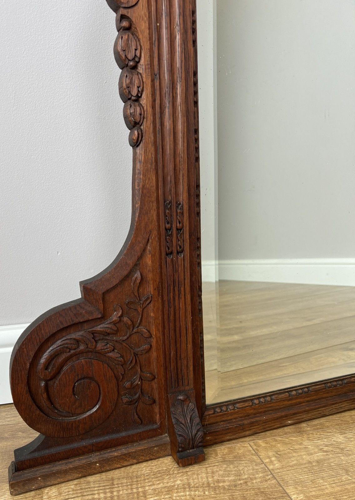 Home Decor Mirror Antique French Style Oak Wall Mirror Carved Decorative Frame Lot 6140 photo