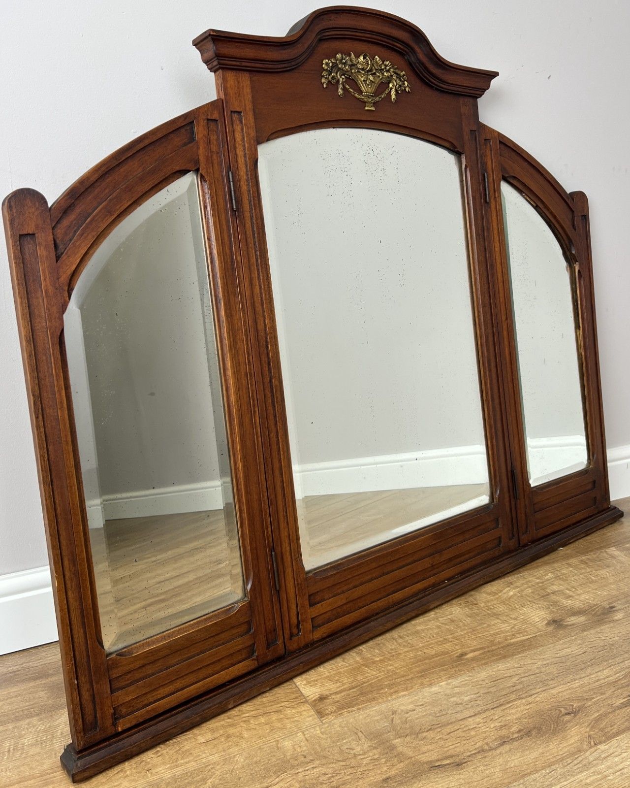 Mirror Antique French Style Walnut Triple Folding Dressing Table Mirror Lot 6139 photo furniture