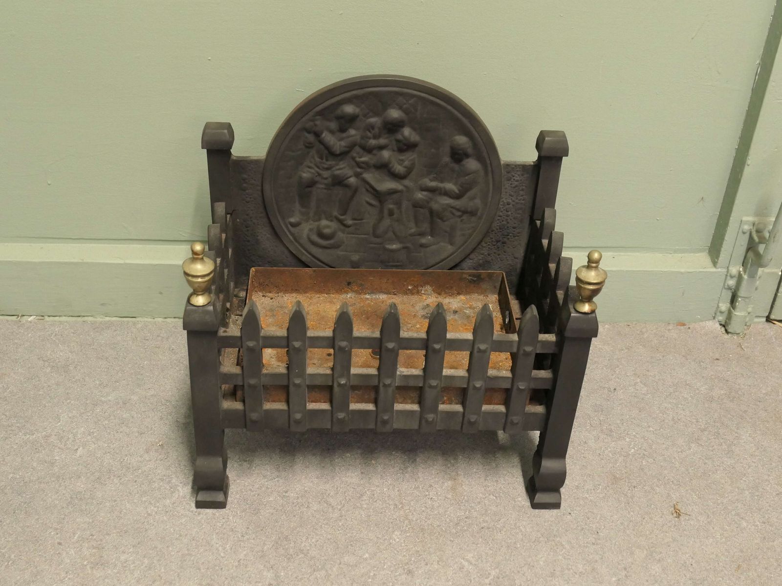 Gothic Style Free Standing Fire Basket With Decorative Back photo furniture