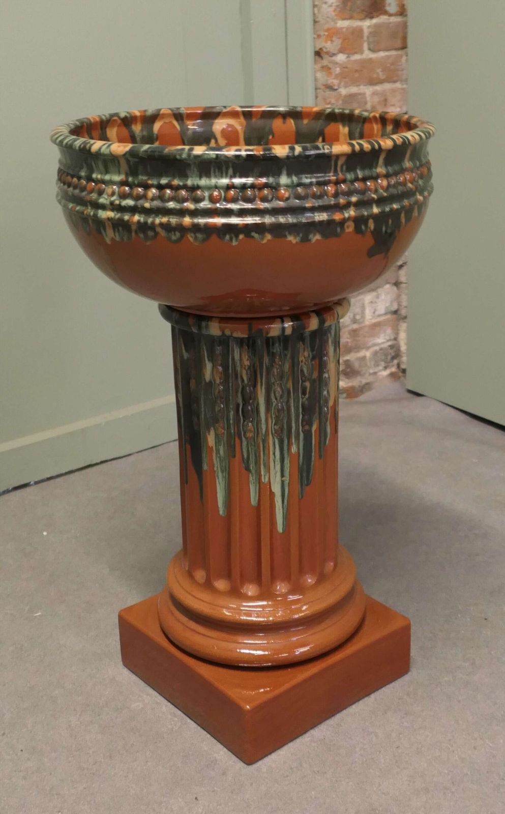 French Glazed Arts And Crafts Terracotta Jardiniere In Good Condition photo furniture
