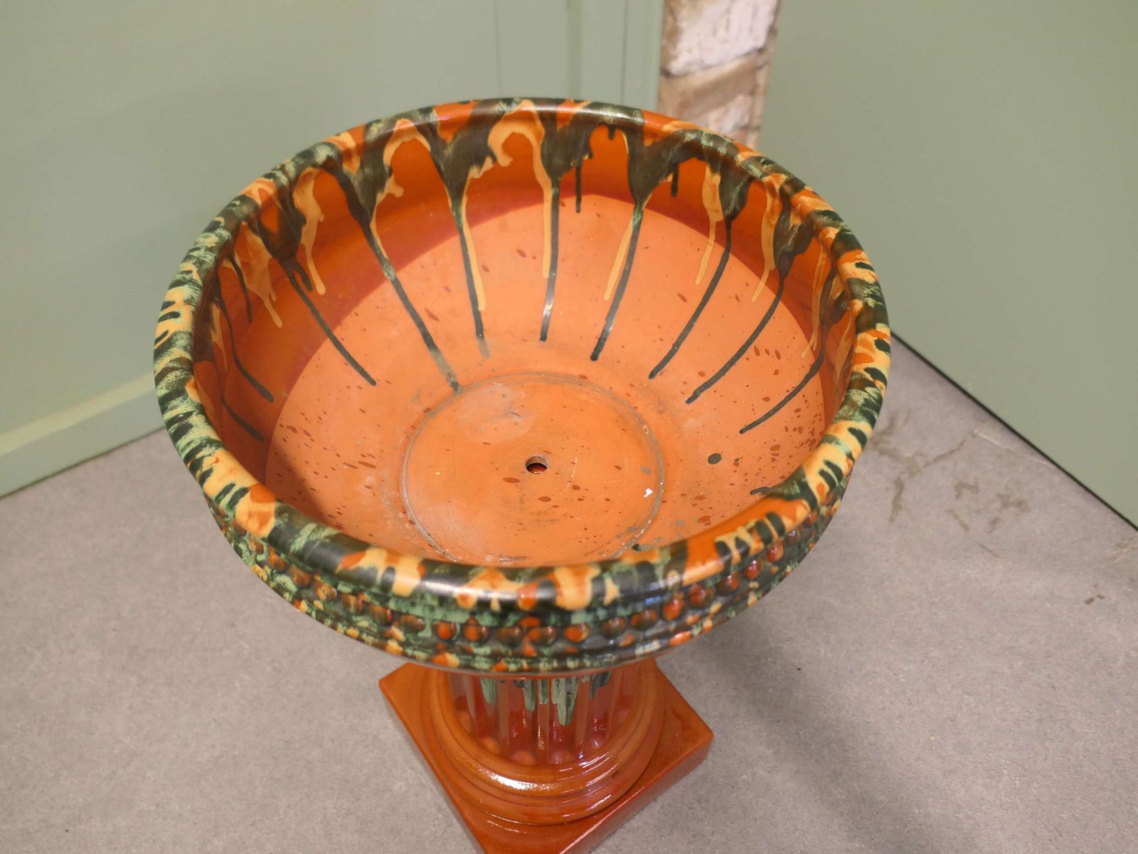 French Glazed Arts And Crafts Terracotta Jardiniere In Good Condition photo Home Decor