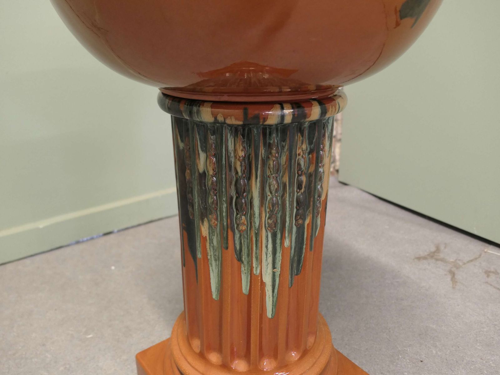 French Glazed Arts And Crafts Terracotta Jardiniere In Good Condition photo 1500.0