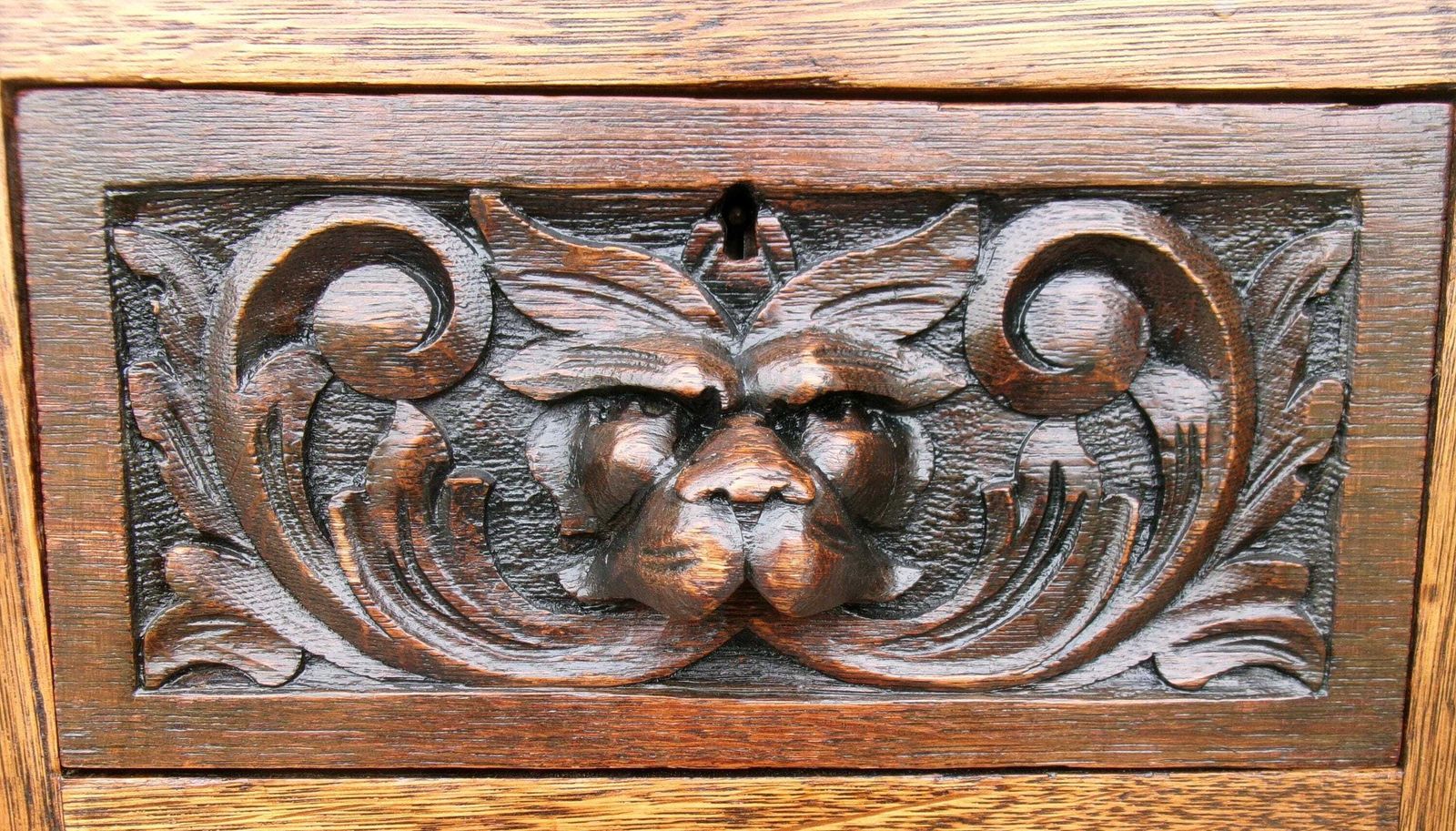 Victorian Lion Mask Oak Desk, Red Leather Top, Antique Carved Flemish Study Library Office Furniture photo furniture