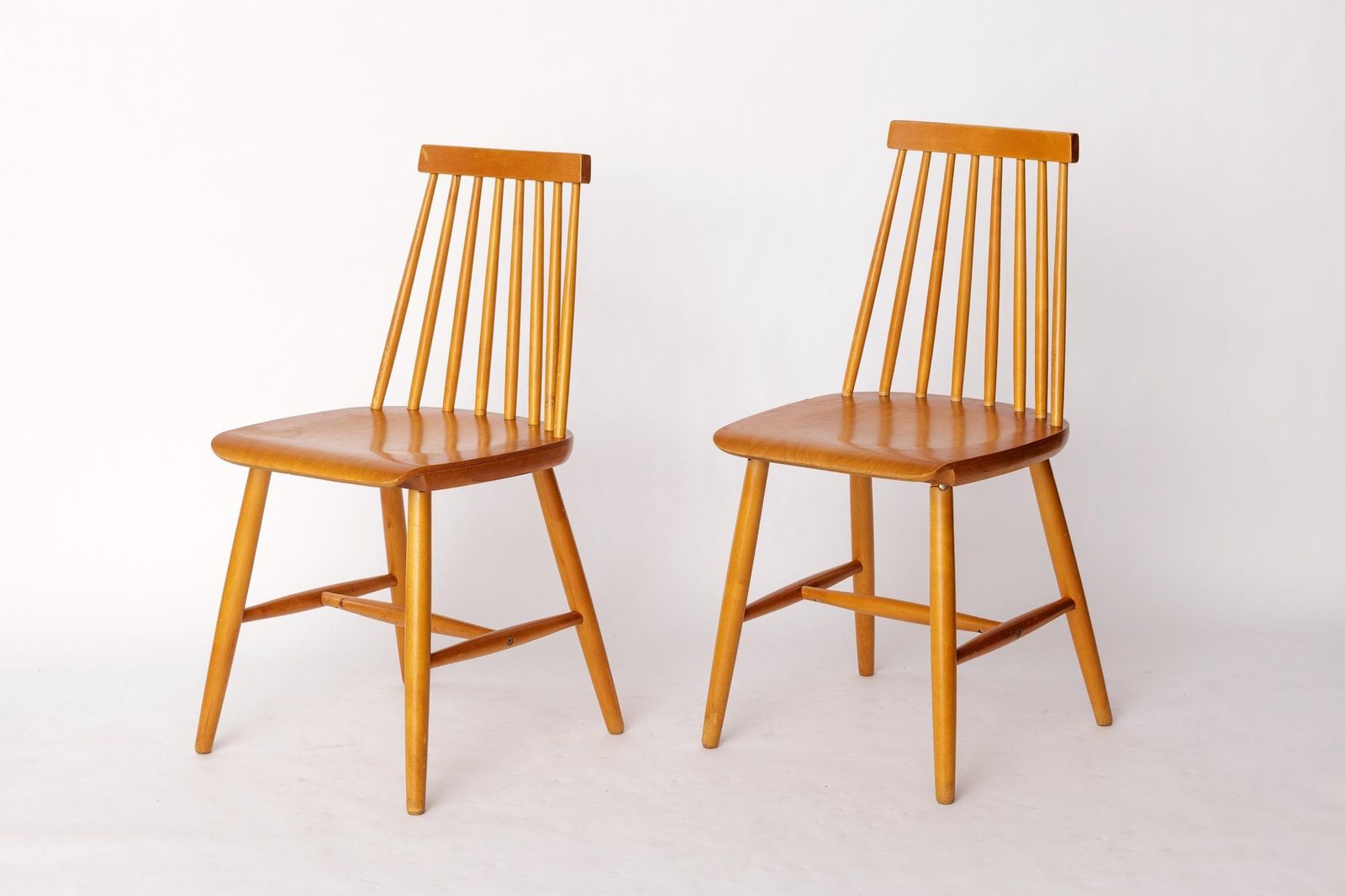 Pair Of Yngve Ekström "Pinocchio" Dining Chairs – Swedish Beechwood, 1960s Vintage Scandinavian Design