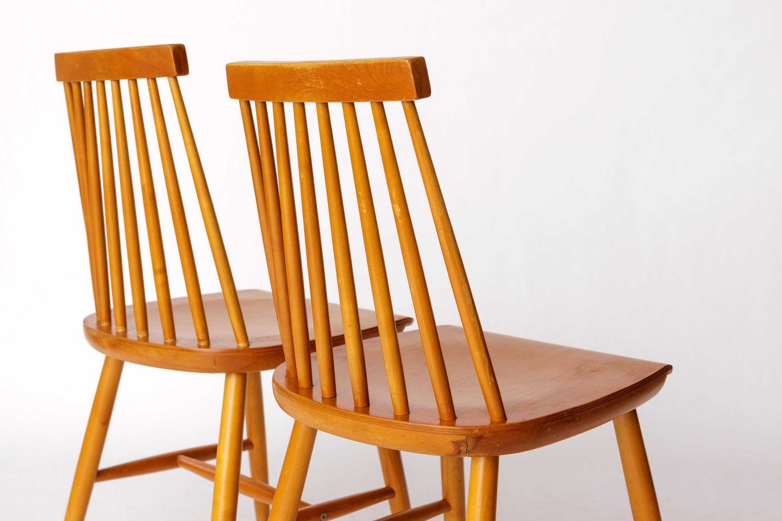 photo furniture Pair Of Yngve Ekström "Pinocchio" Dining Chairs – Swedish Beechwood, 1960s Vintage Scandinavian Design