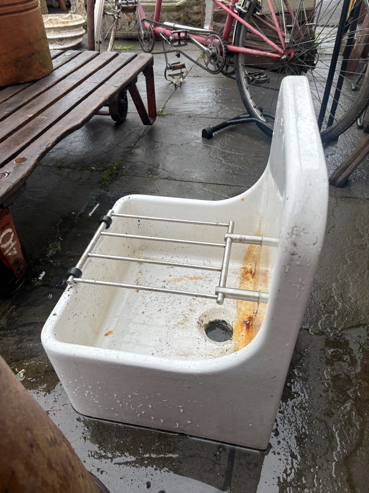 photo for sale Vintage Twyford Sola Fireclay White Cleaner Sink With Grate