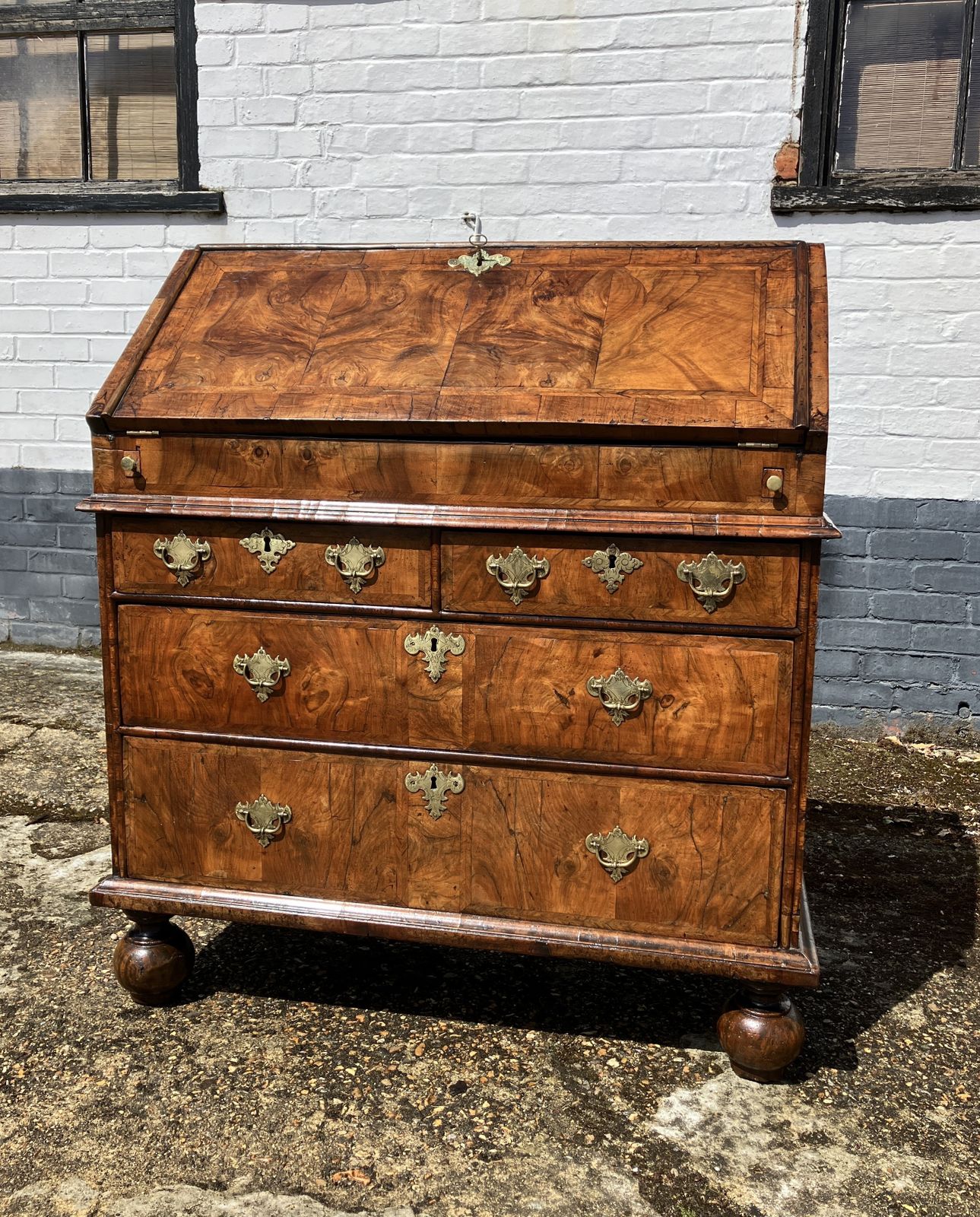 Fine Early 18th Century English Walnut Fall Front Bureau, Circa 1705 photo for sale