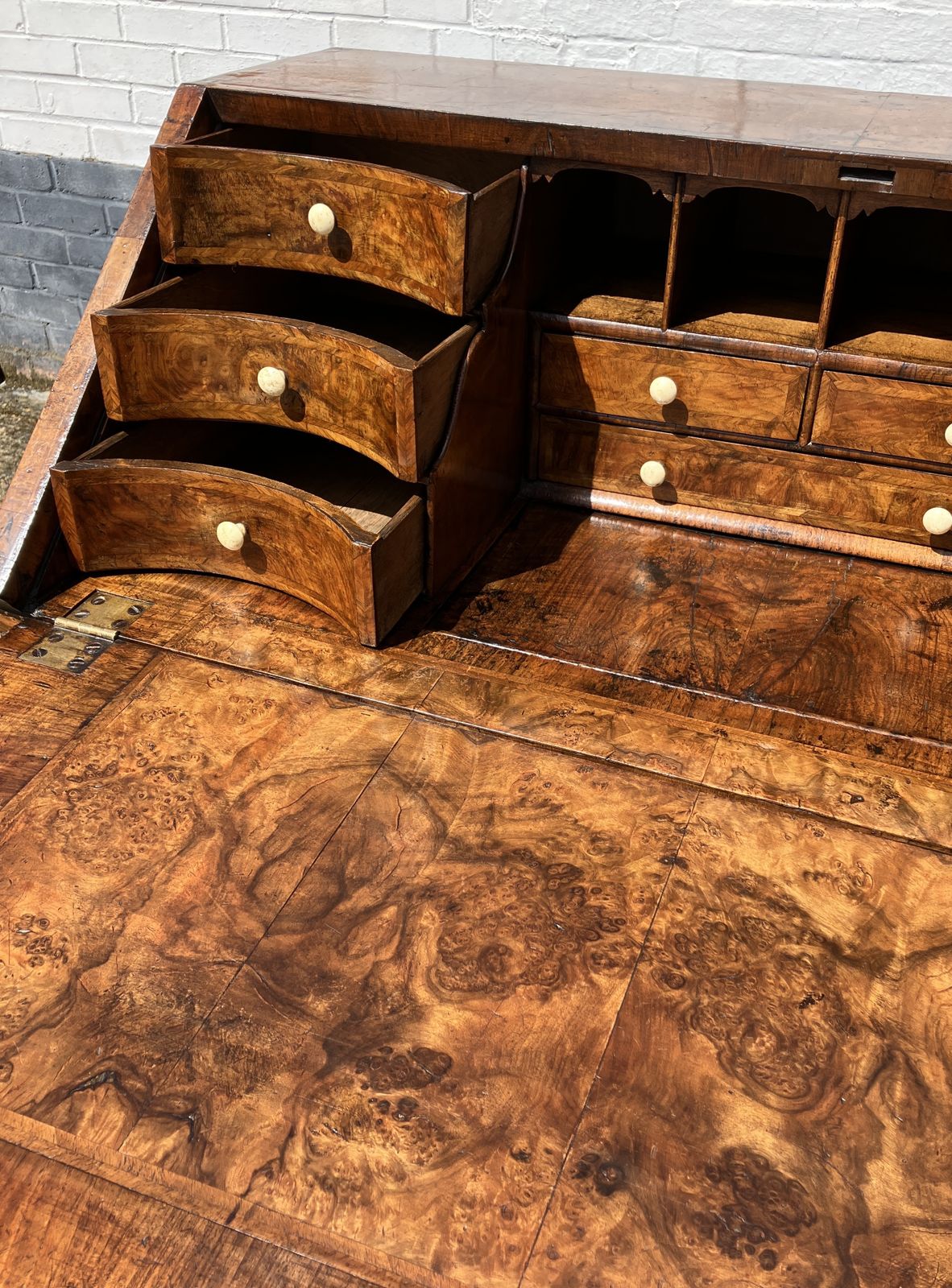 photo for sale Fine Early 18th Century English Walnut Fall Front Bureau, Circa 1705