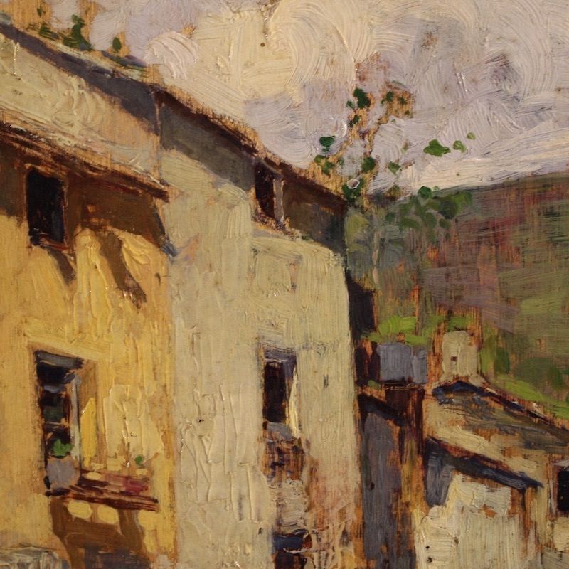 photo vinterior Peinture italienne de paysage, vue de maisons, XXe siècle