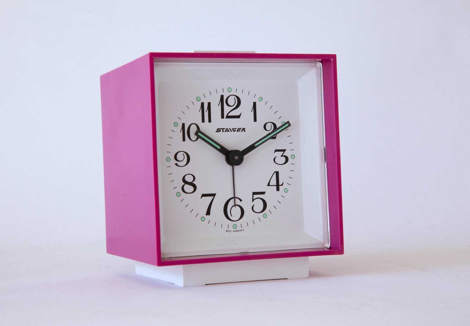 Nos Space Age Staiger Desk Alarm Clock Table Panton Germany Plastic New Mechanical 1970s. photo furniture