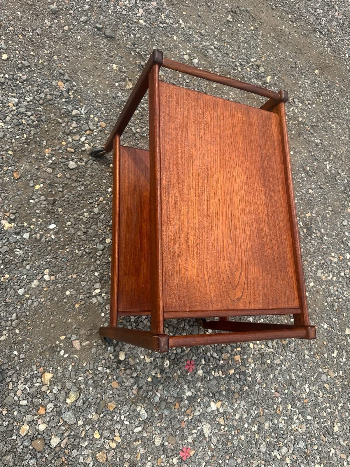 Vintage Mid Century Teak Drinks Trolley Serving Cart Bar Trolley Danish Mcm photo vinterior