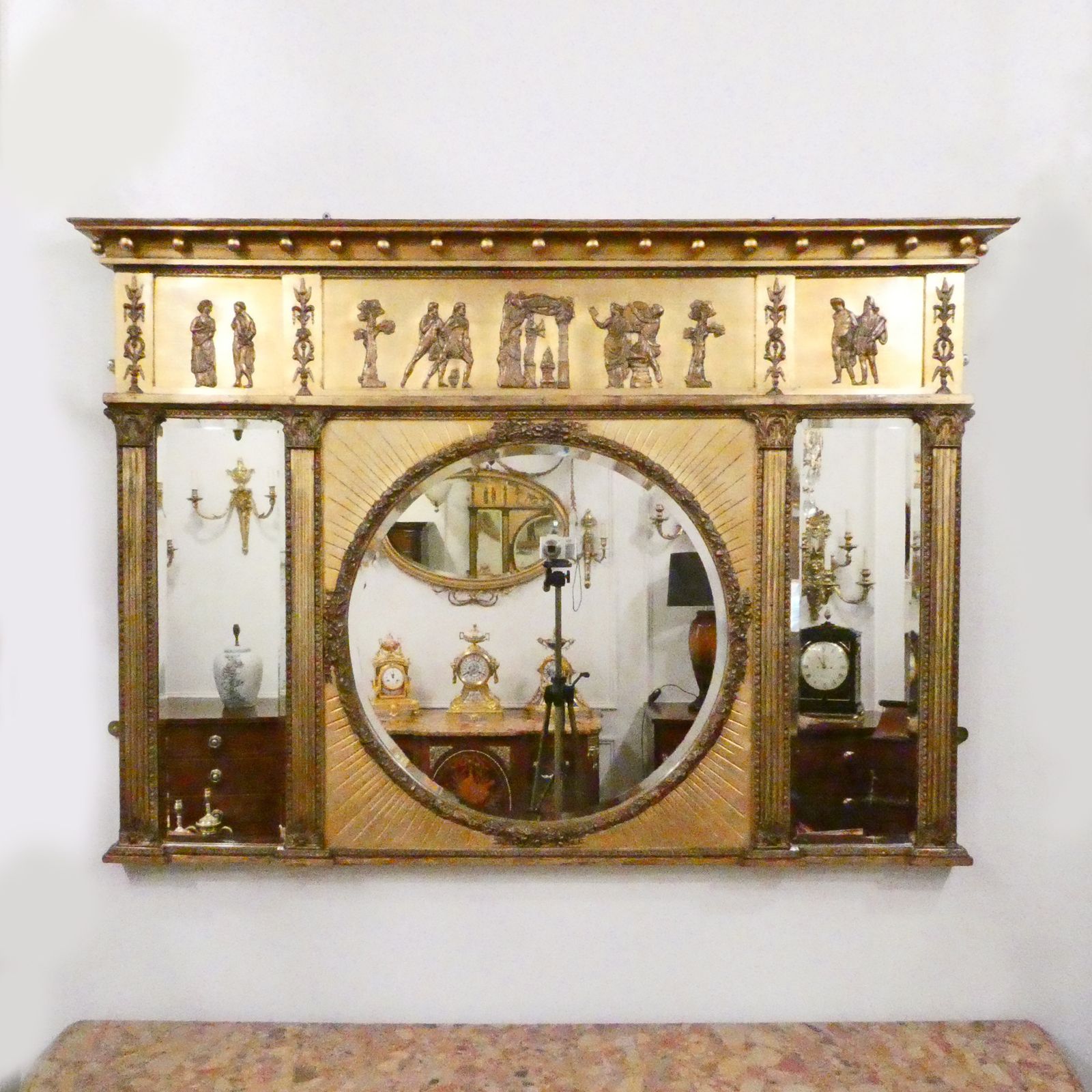 Victorian Gilt Overmantel Wall Mirror In The Regency Style