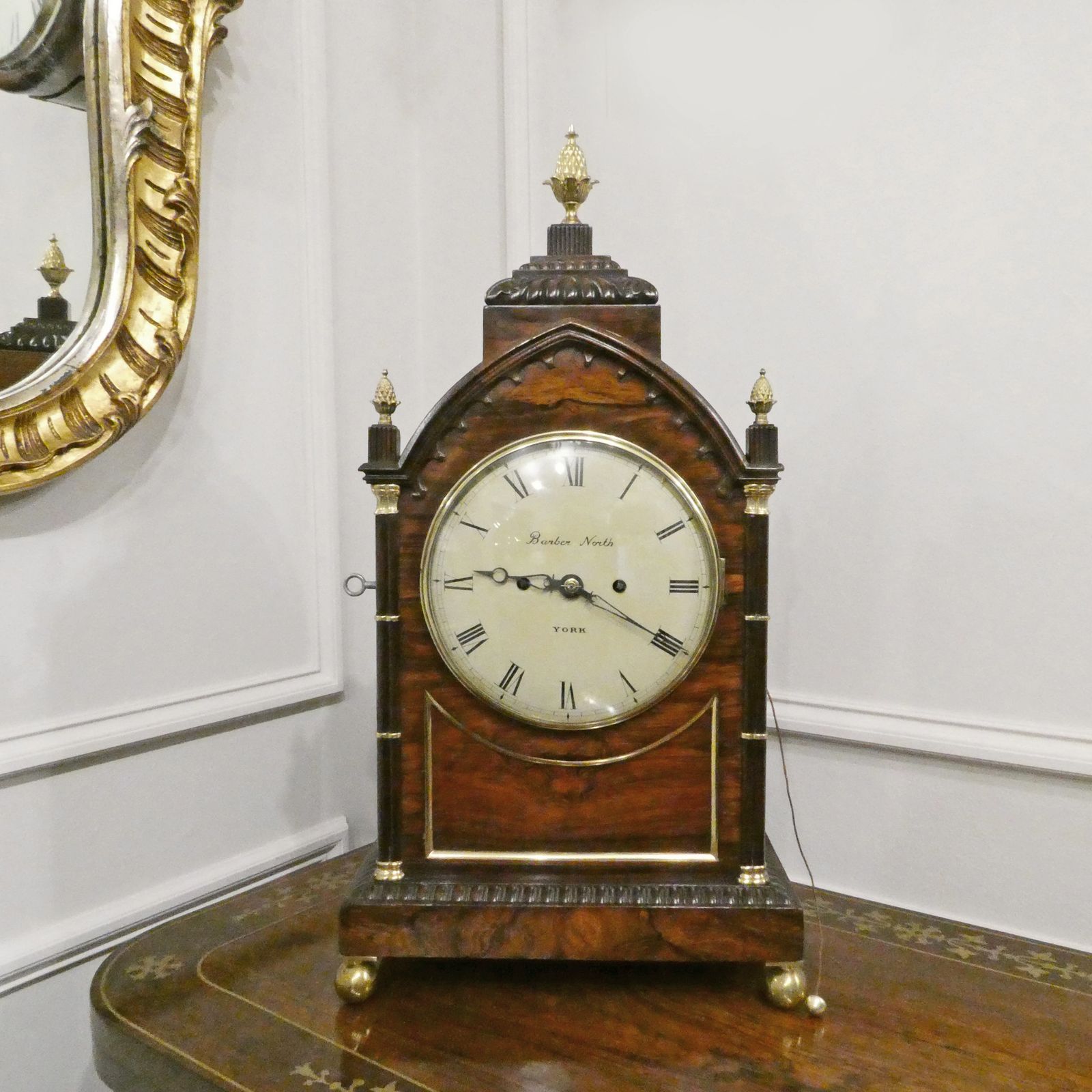 William IV Rosewood Gothic Revival Bracket Clock By Barber & North Of York