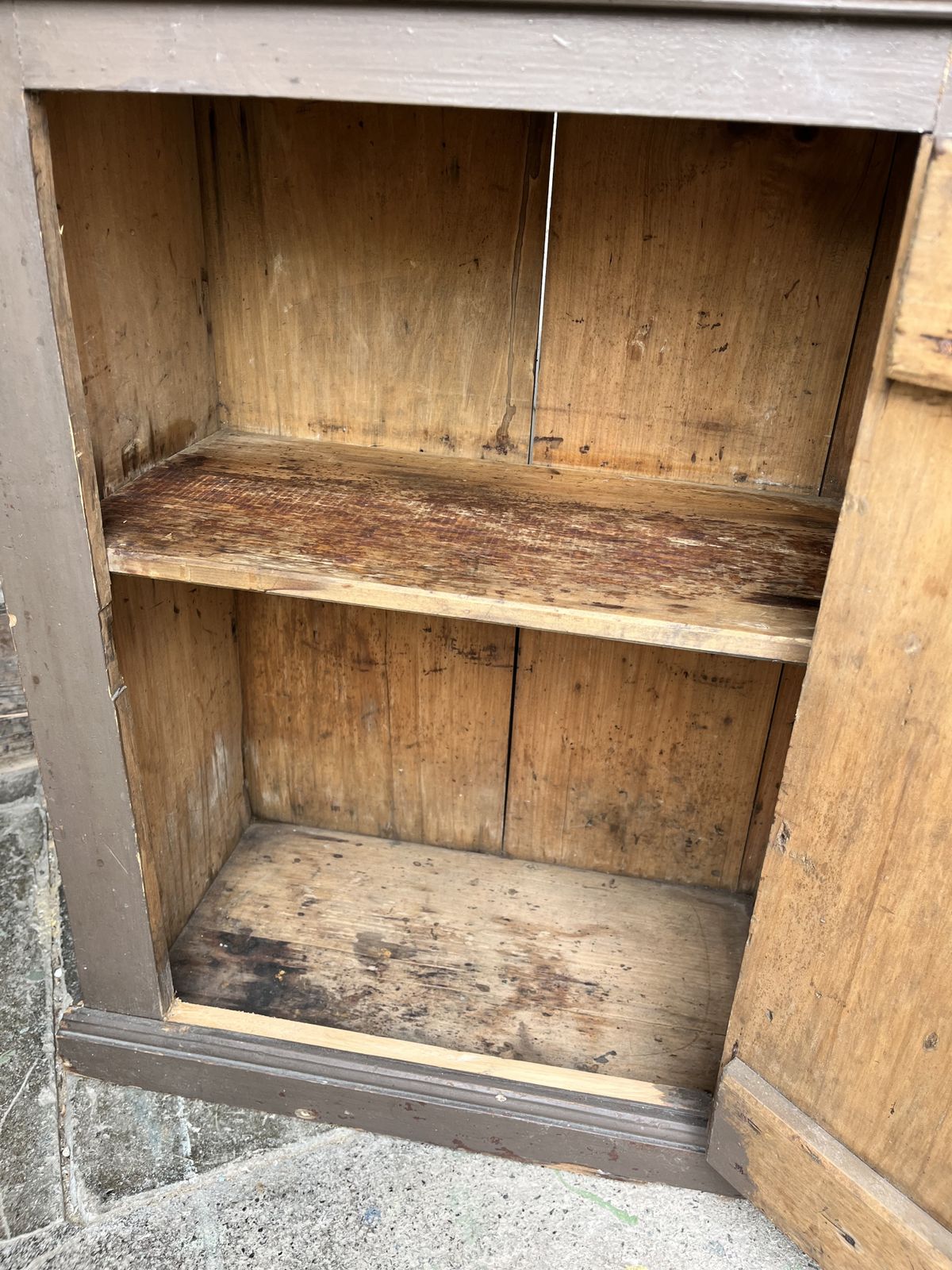 19th Century Rustic French Small Cupboard In Original Brown Paint photo 295.0