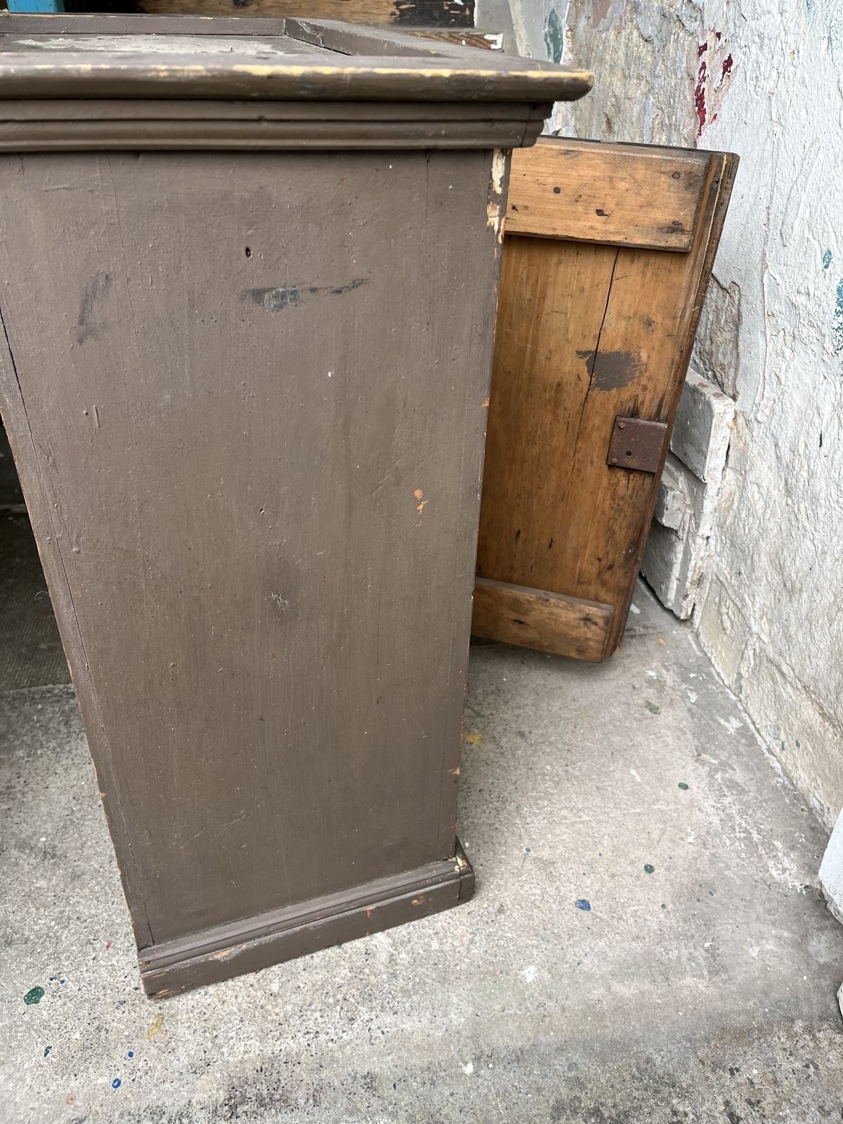 19th Century Rustic French Small Cupboard In Original Brown Paint photo buy