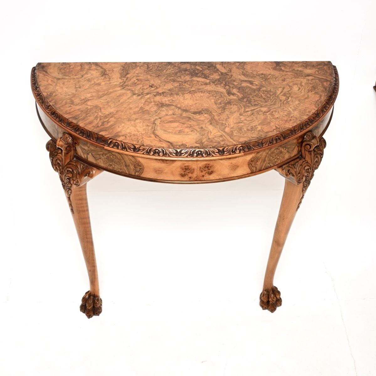 Pair Of Antique Burr Walnut Console Tables photo for sale