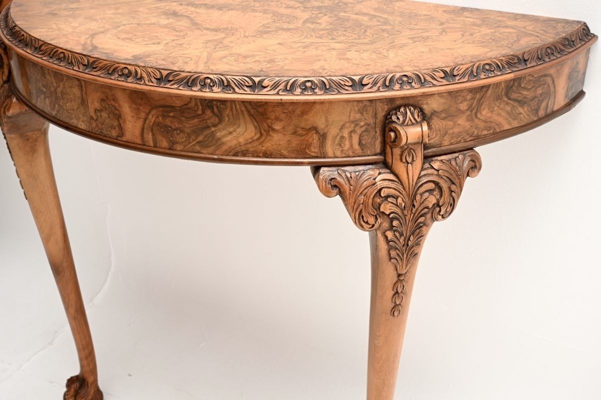 photo furniture Pair Of Antique Burr Walnut Console Tables
