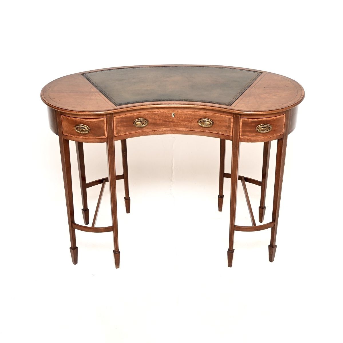 Antique Edwardian Inlaid Mahogany Kidney Shaped Desk photo furniture