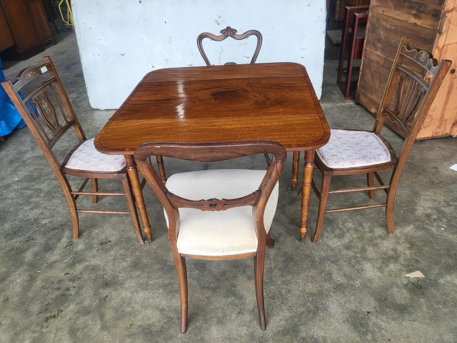 Antique Regency Inlaid Pembroke Drop Leaf Dining Occasional Table Drawer photo buy