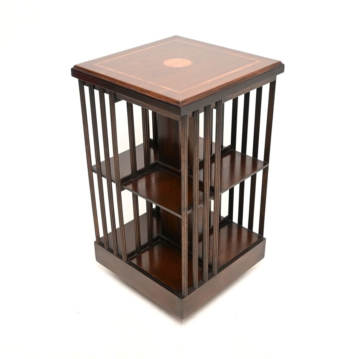 Antique Sheraton Style Inlaid Mahogany Revolving Bookcase photo Furniture