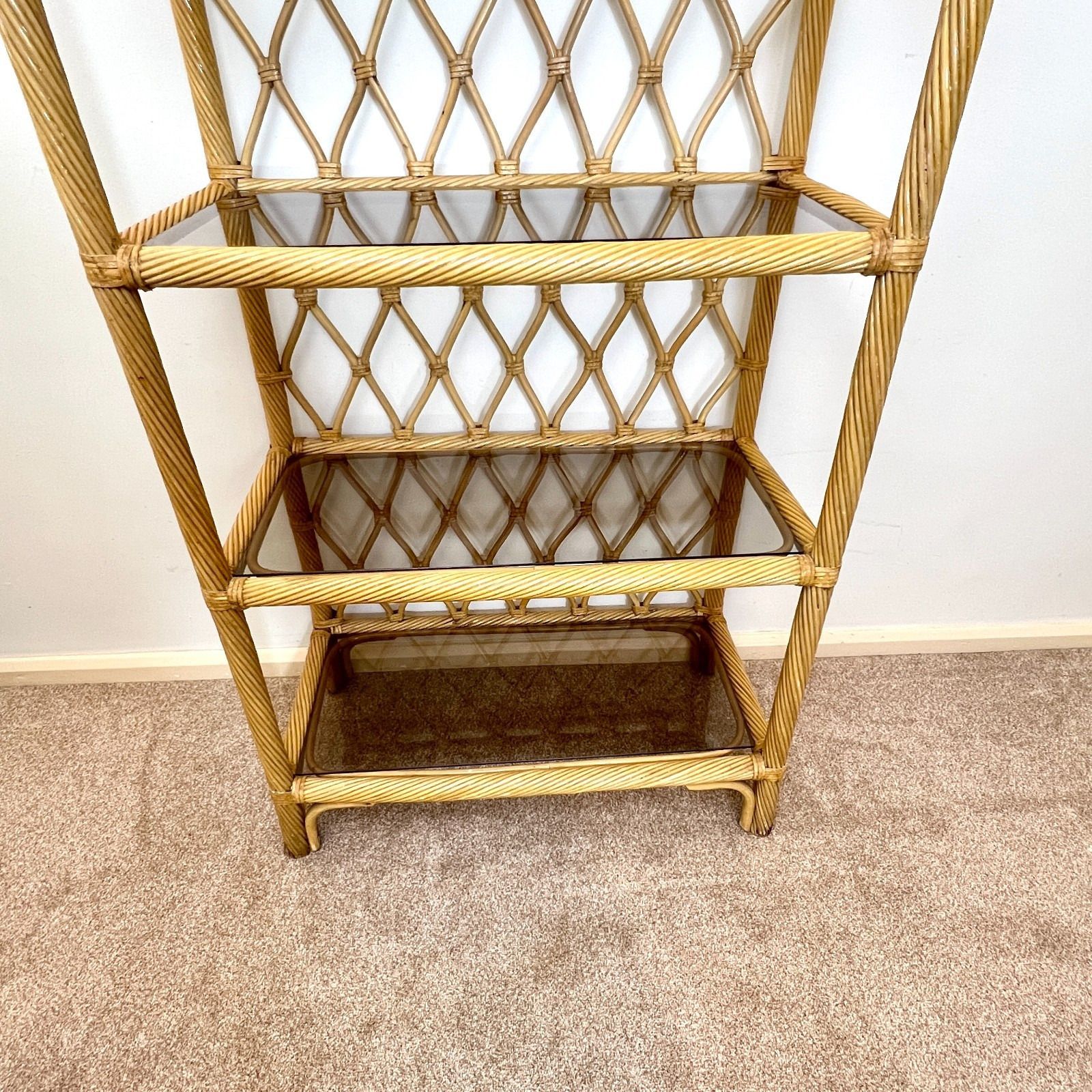 Vintage Bamboo Tall Shelving Unit  Boho Retro 183 Cm photo 299.0