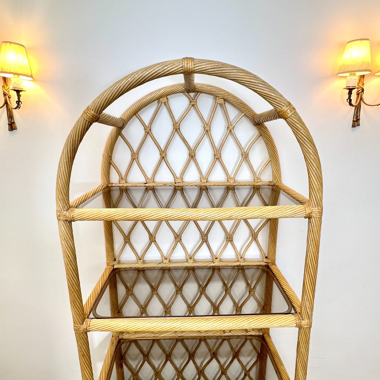 Vintage Bamboo Tall Shelving Unit  Boho Retro 183 Cm photo vinterior
